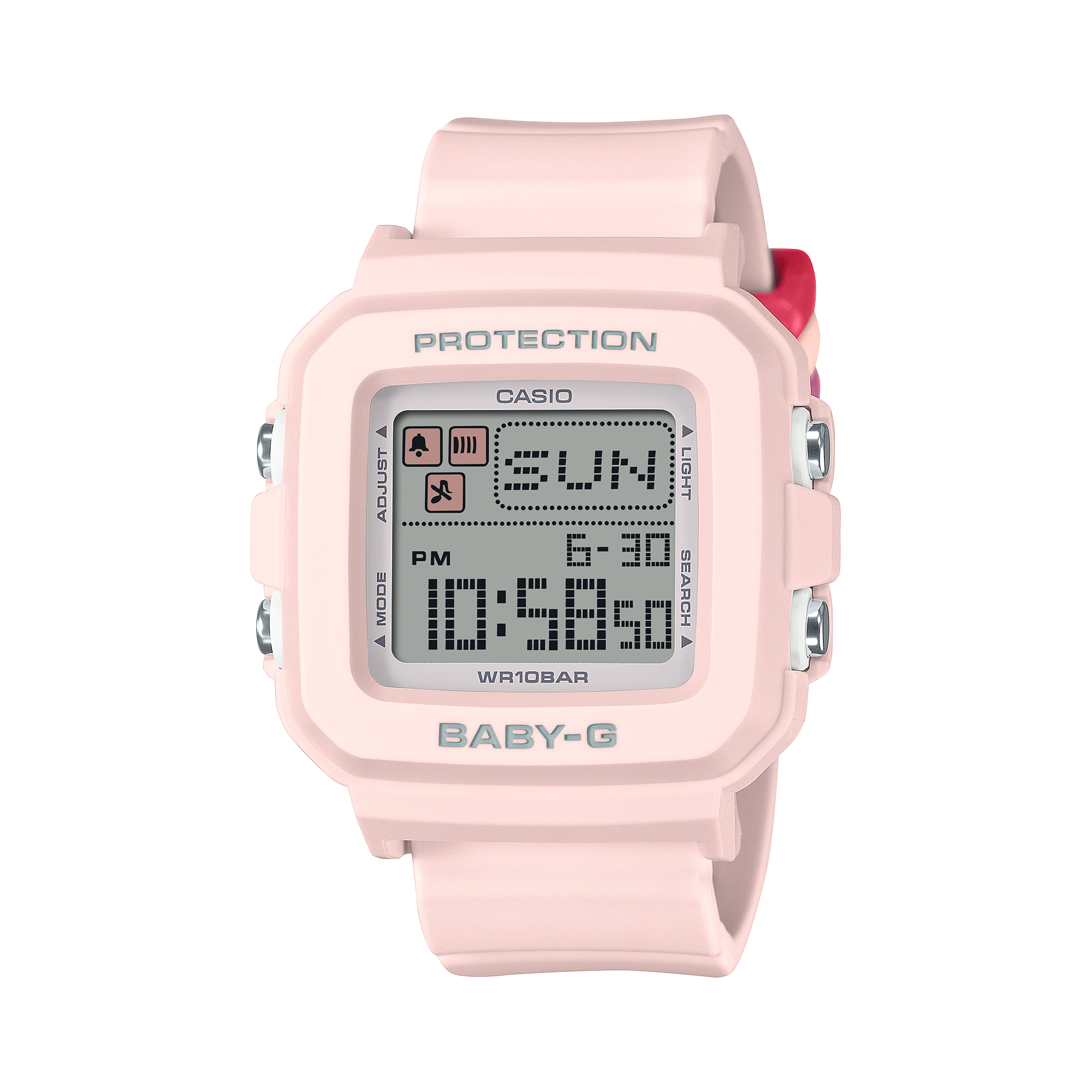10L Reloj Baby-G Mujer Correa de Resina Rosa - Detalle de esfera