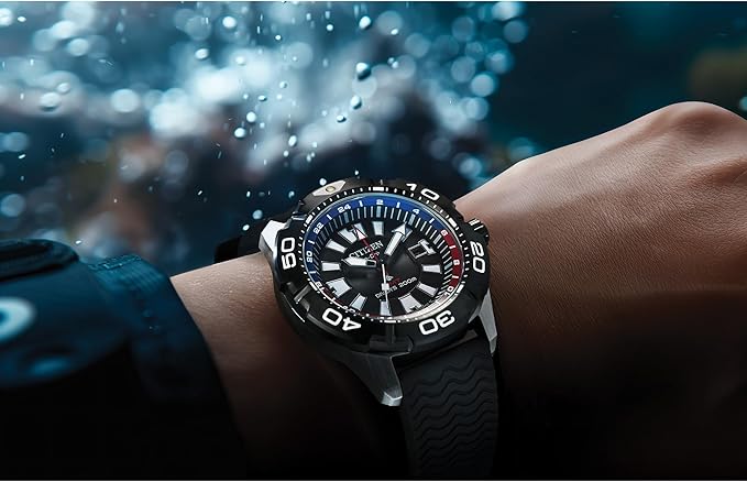08E Reloj Citizen Promaster Hombre Correa Caucho Negro - Detalle de esfera