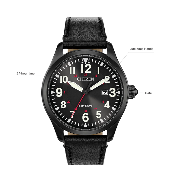 Reloj 15E Citizen Garrison Eco-drive de hombre pulsera de cuero - Vista lateral