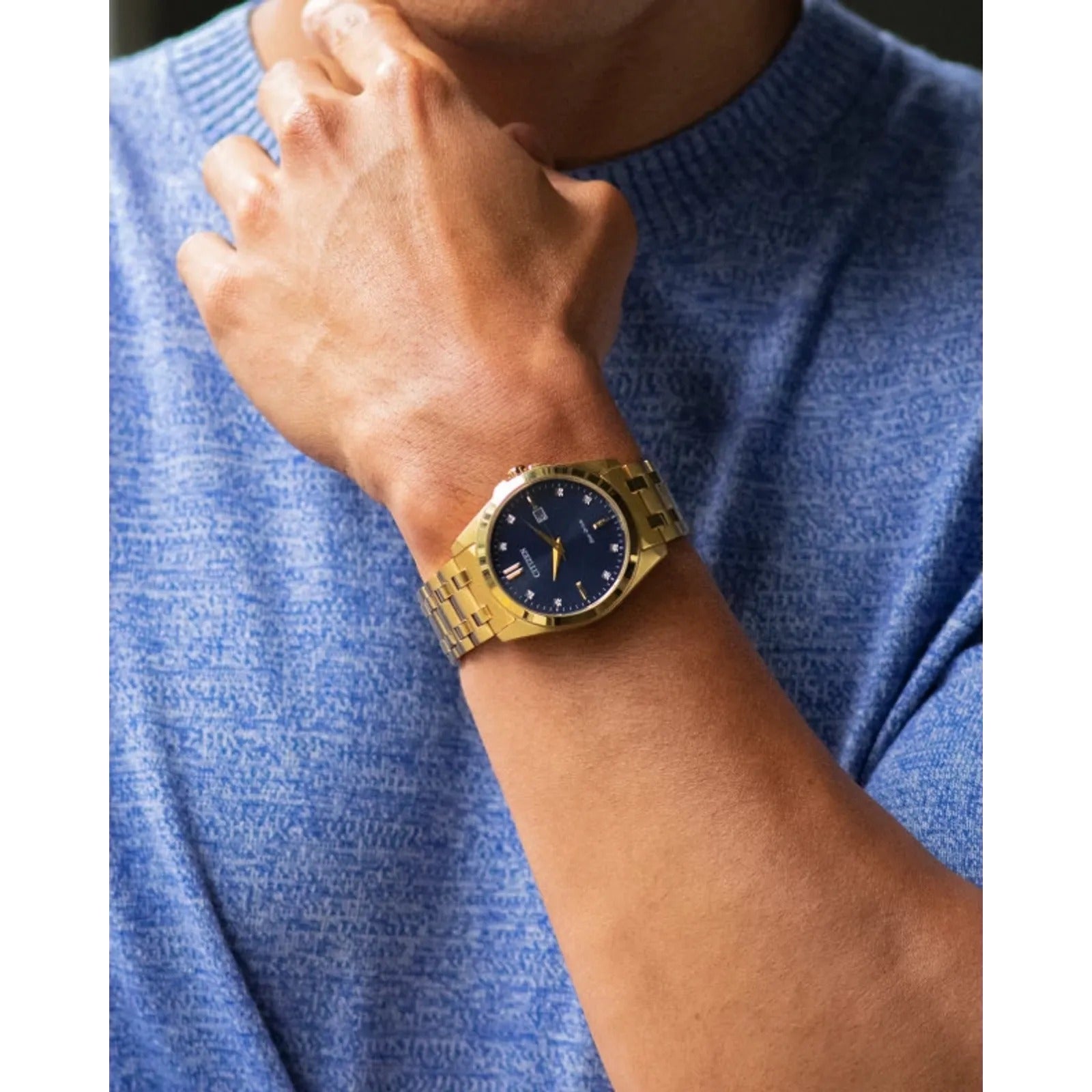 51L Reloj Citizen Peyten Eco-Drive Hombre Acero Dorado - Detalle de esfera