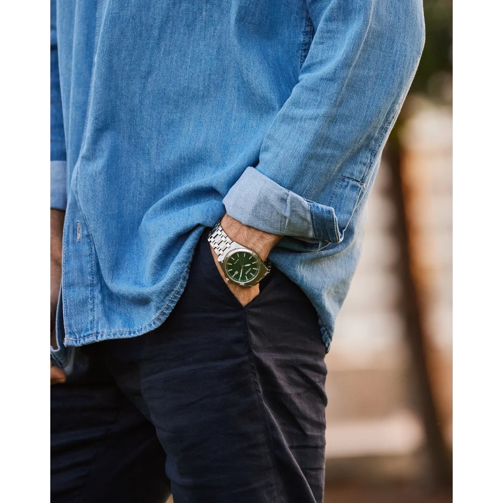 50X Reloj Citizen Peyten Eco-drive unisex pulsera de acero inoxidable - Detalle de esfera