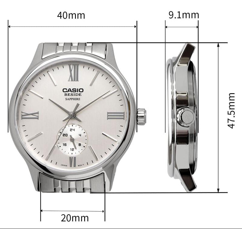 BMS-100D-7AV Reloj Casio de hombre correa de metal - Acero Inoxidable Plateado