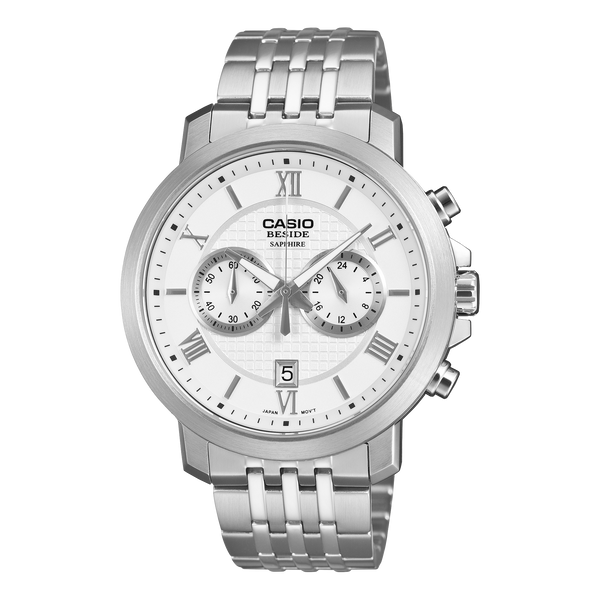 BMS-500D-7A Reloj Casio de caballero correa de metal plateado