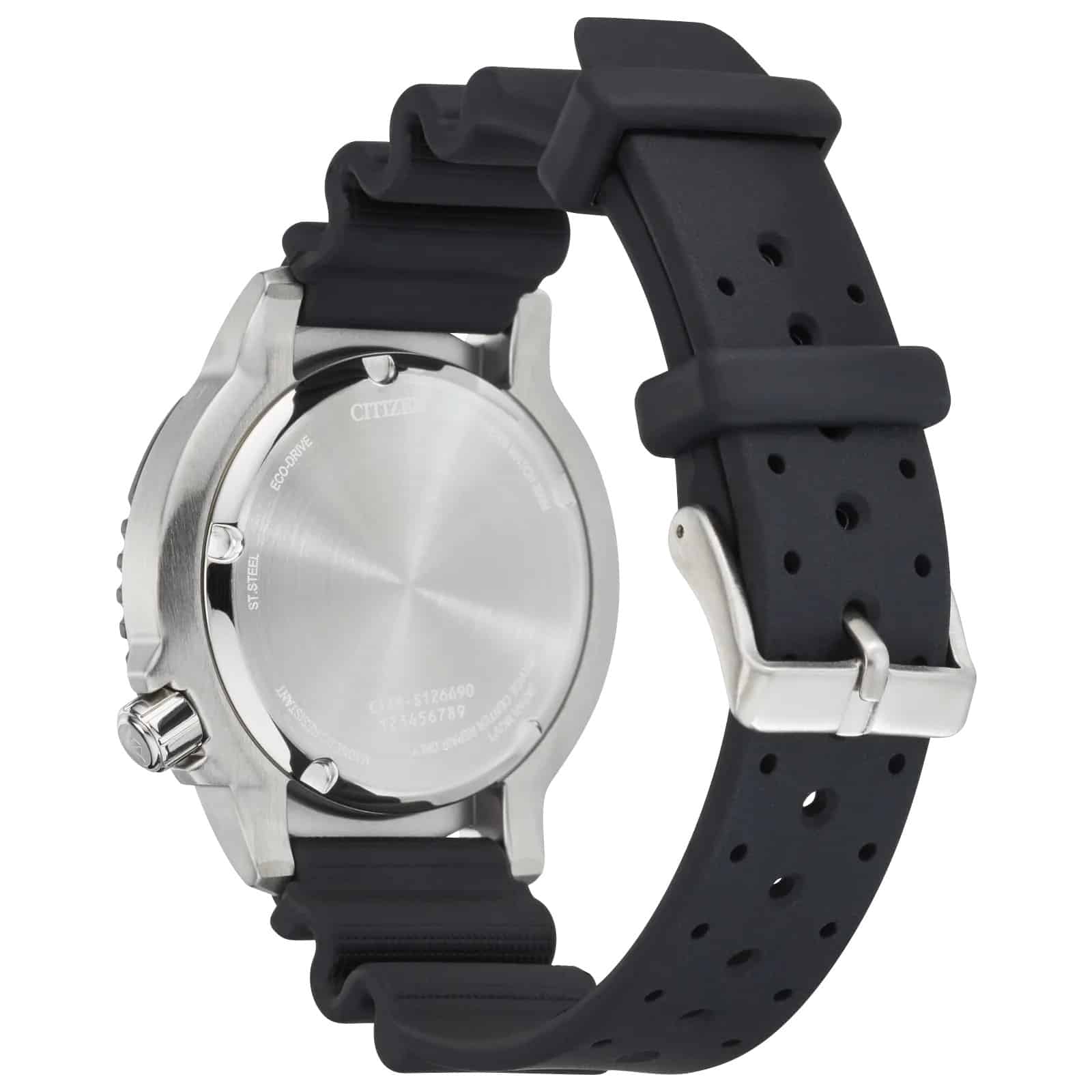 08E Citizen Eco-drive reloj para caballero pulsera de resina - Vista trasera
