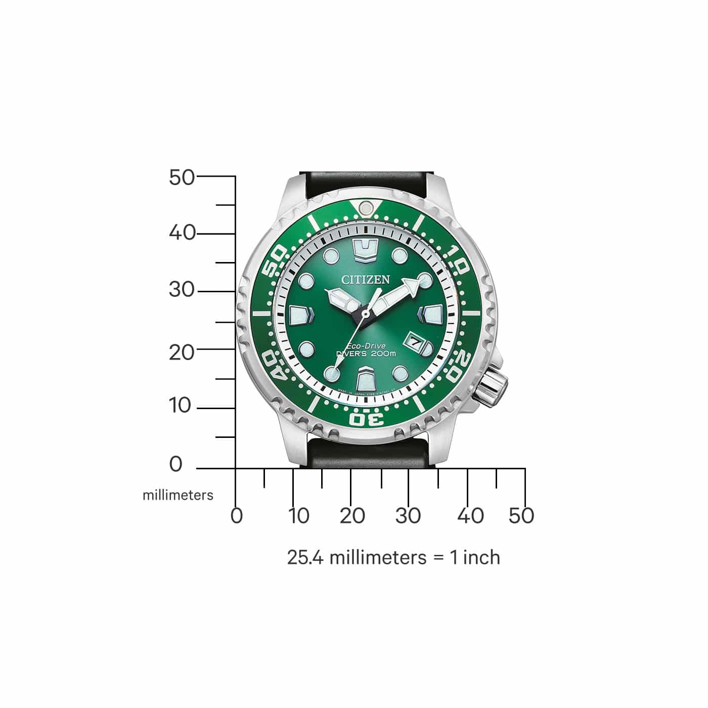 00X Citizen Eco-drive Reloj para hombre pulsera de caucho - Vista trasera