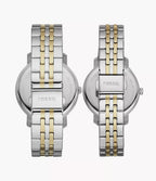 LUX-SET Reloj Fossil Luther Set Pareja Acero Plata Oro - Vista lateral