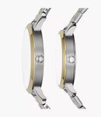 LUX-SET Reloj Fossil Luther Set Pareja Acero Plata Oro - Detalle de esfera