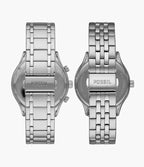 Set Relojes Fossil Bannon Pareja Acero Inoxidable Blanco - Vista trasera