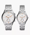 Set Relojes Fossil Bannon Pareja Acero Inoxidable Blanco - Reloj original en Guatemala
