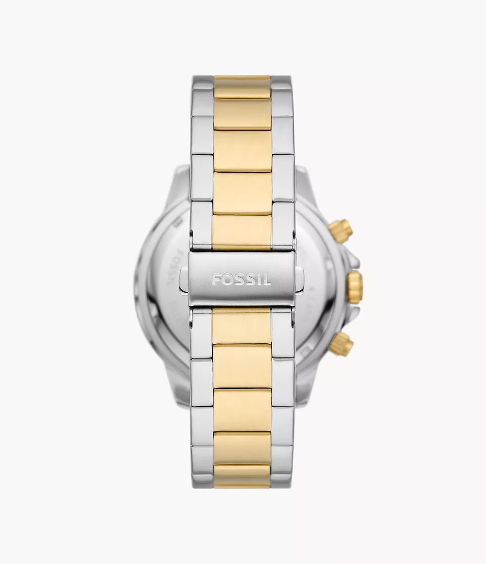 Reloj Fossil Bannon Hombre Pulsera Acero Bicolor Oro - Vista trasera