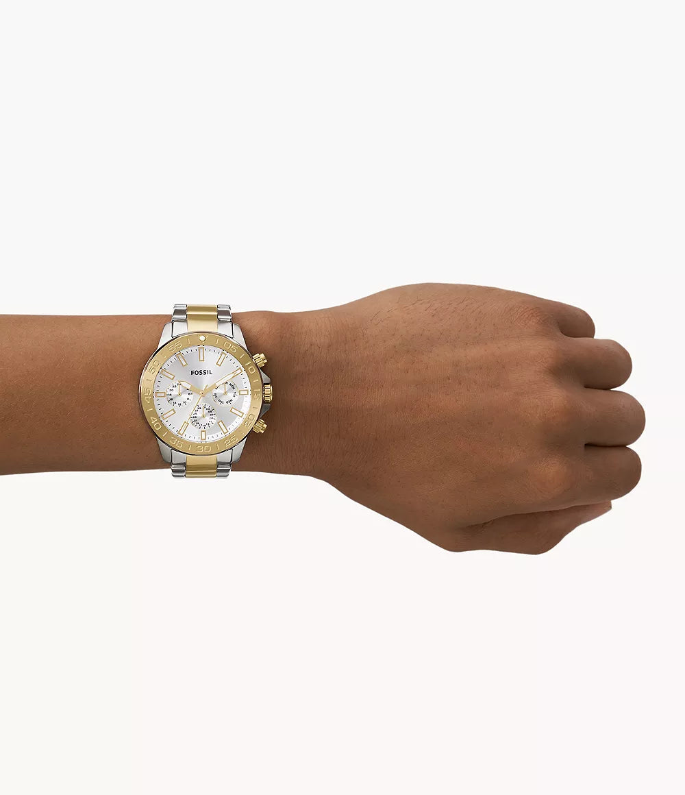 Reloj Fossil Bannon Hombre Pulsera Acero Bicolor Oro - Detalle de esfera