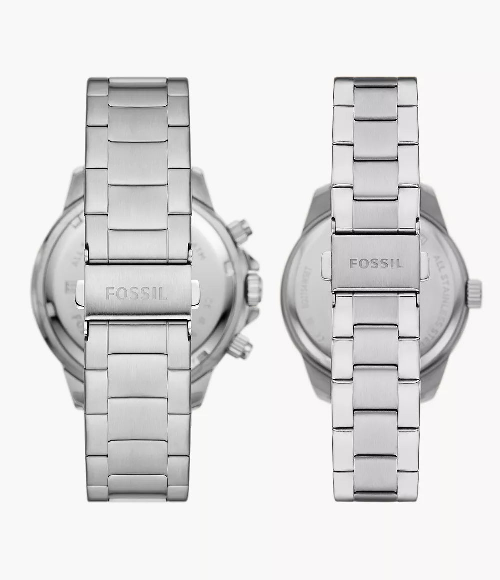 DUO Reloj Fossil Bannon Set Duo Acero Inoxidable Negro - Detalle de esfera