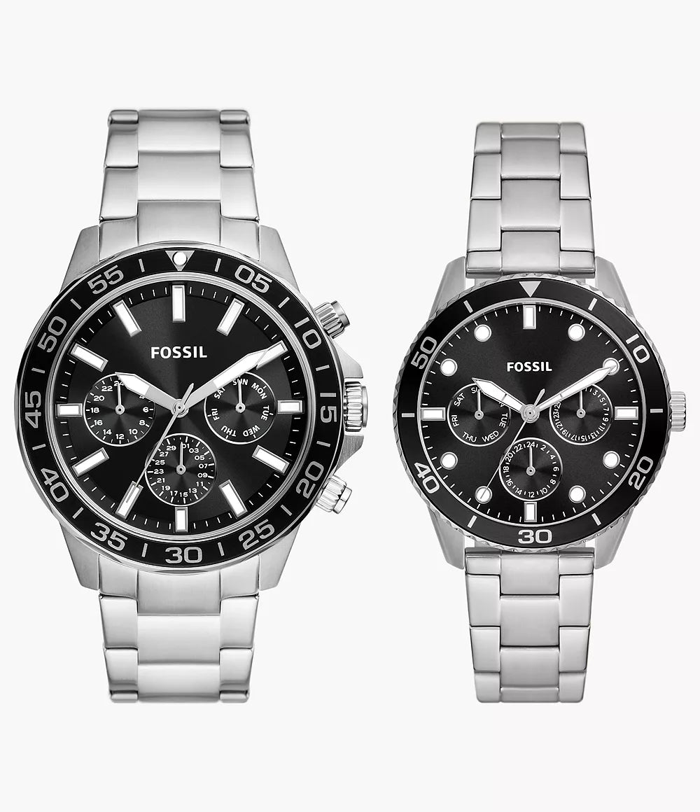 DUO Reloj Fossil Bannon Set Duo Acero Inoxidable Negro - Reloj original en Guatemala