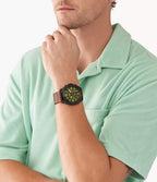 Reloj Fossil Privateer Hombre Correa Cuero Verde - Vista lateral