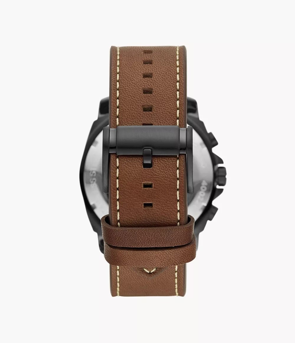 Reloj Fossil Privateer Hombre Correa Cuero Verde - Detalle de esfera