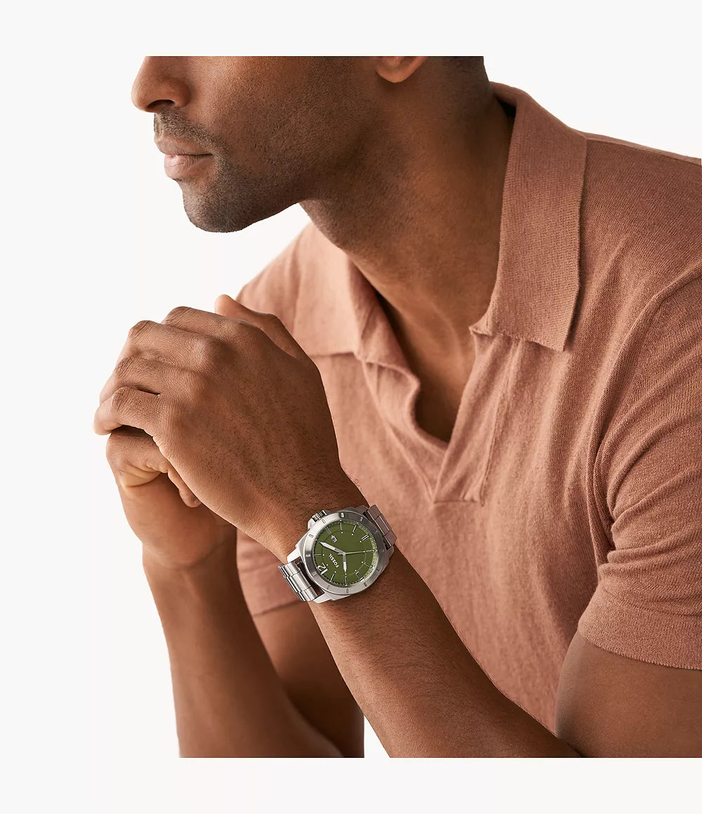 Reloj Fossil Privateer Hombre Acero y Cuero Verde - Vista 5