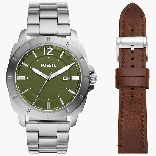 Reloj Fossil Privateer Hombre Acero y Cuero Verde - Reloj original en Guatemala