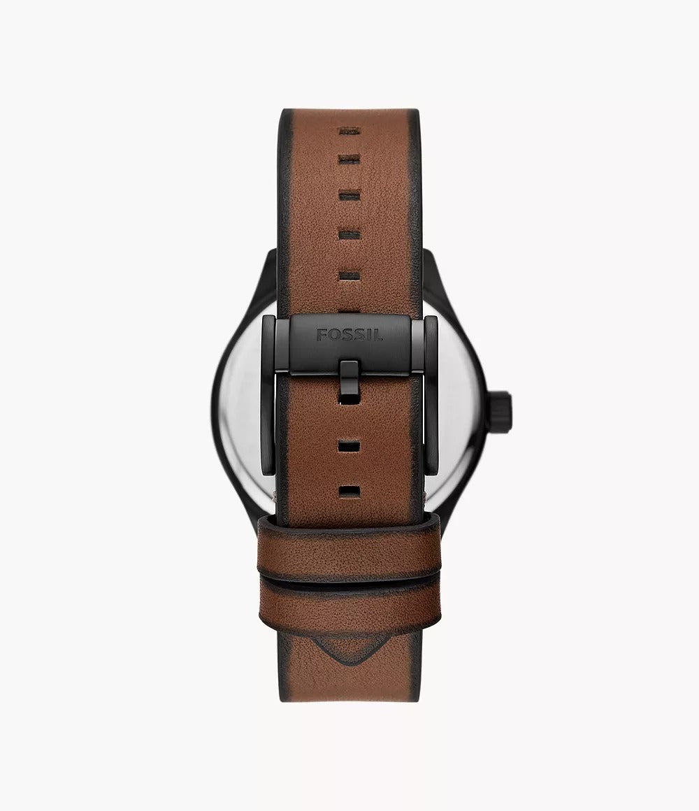 Reloj Fossil Easton Hombre Correa Cuero Marrón - Detalle de esfera