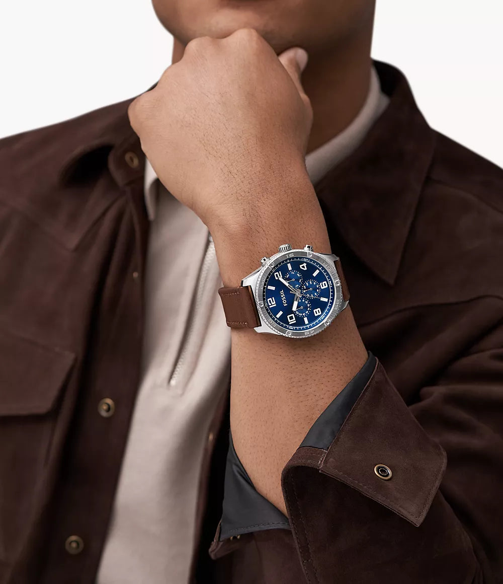 DE Reloj Fossil Brox Hombre Correa Cuero Marrón Esfera - Vista 5