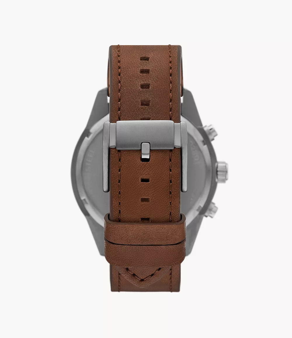 DE Reloj Fossil Brox Hombre Correa Cuero Marrón Esfera - Vista trasera