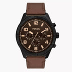 DE Reloj Fossil Brox Hombre Correa Cuero Marrón Caja Negra - Reloj original en Guatemala