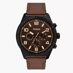 BQ2802-DE Reloj Fossil Brox Hombre Correa Cuero Marrón Caja Negra