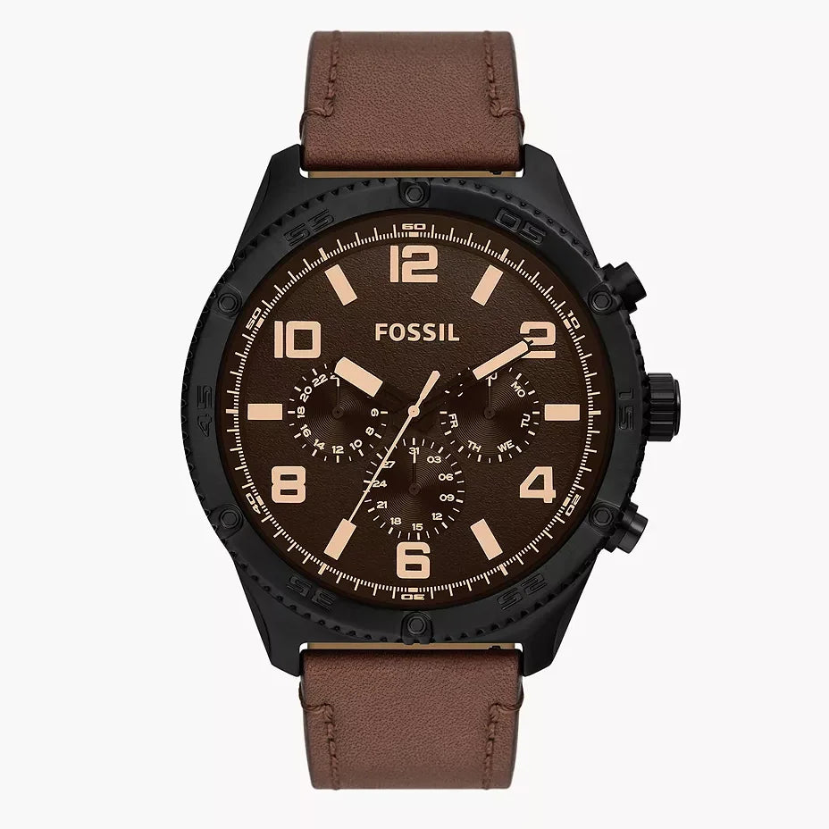 DE Reloj Fossil Brox Hombre Correa Cuero Marrón Caja Negra - Reloj original en Guatemala