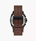 Reloj Fossil Privateer Hombre Acero Negro Cuero - Detalle de esfera