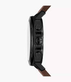 Reloj Fossil Privateer Hombre Acero Negro Cuero - Vista trasera