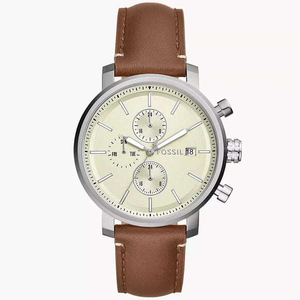 Reloj Fossil Rhett Hombre Cuero Marrón - Vista lateral