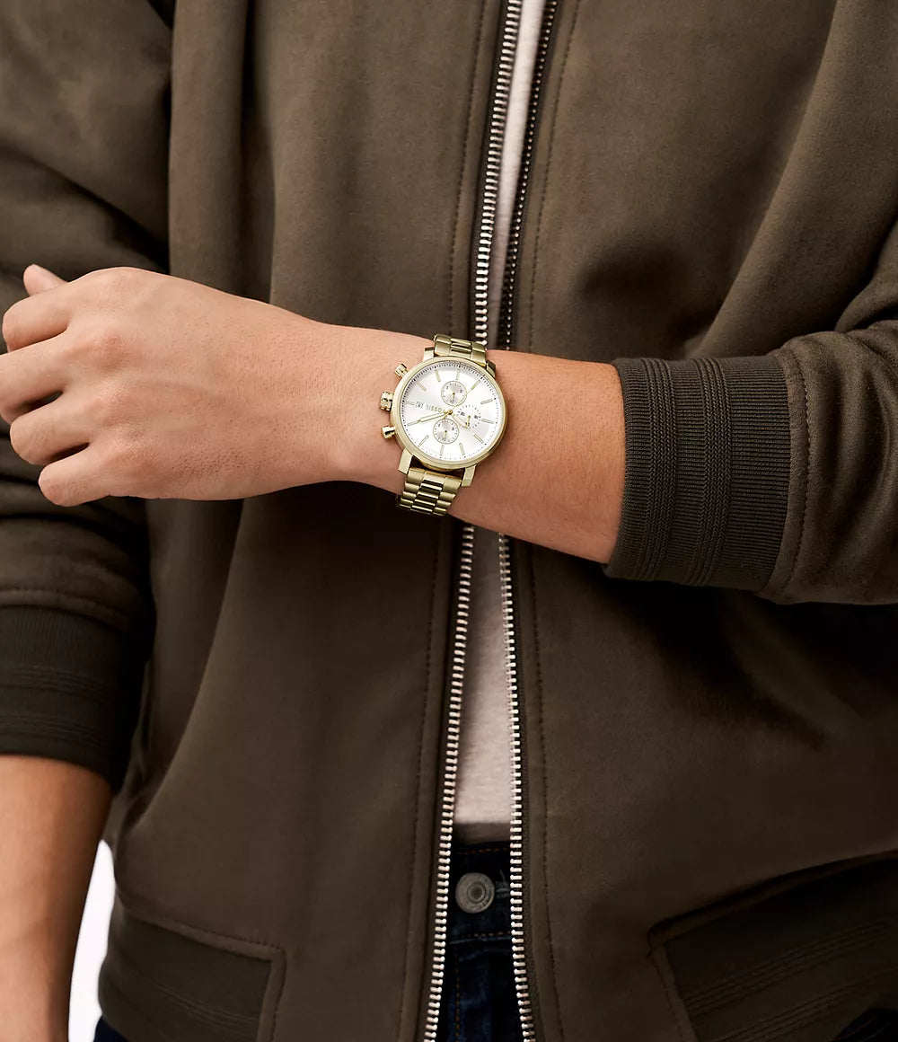 DE Reloj Fossil Rhett Hombre Metal Dorado - Vista trasera
