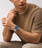 Reloj Fossil Autocross Hombre Correa de Acero Azul - Vista lateral