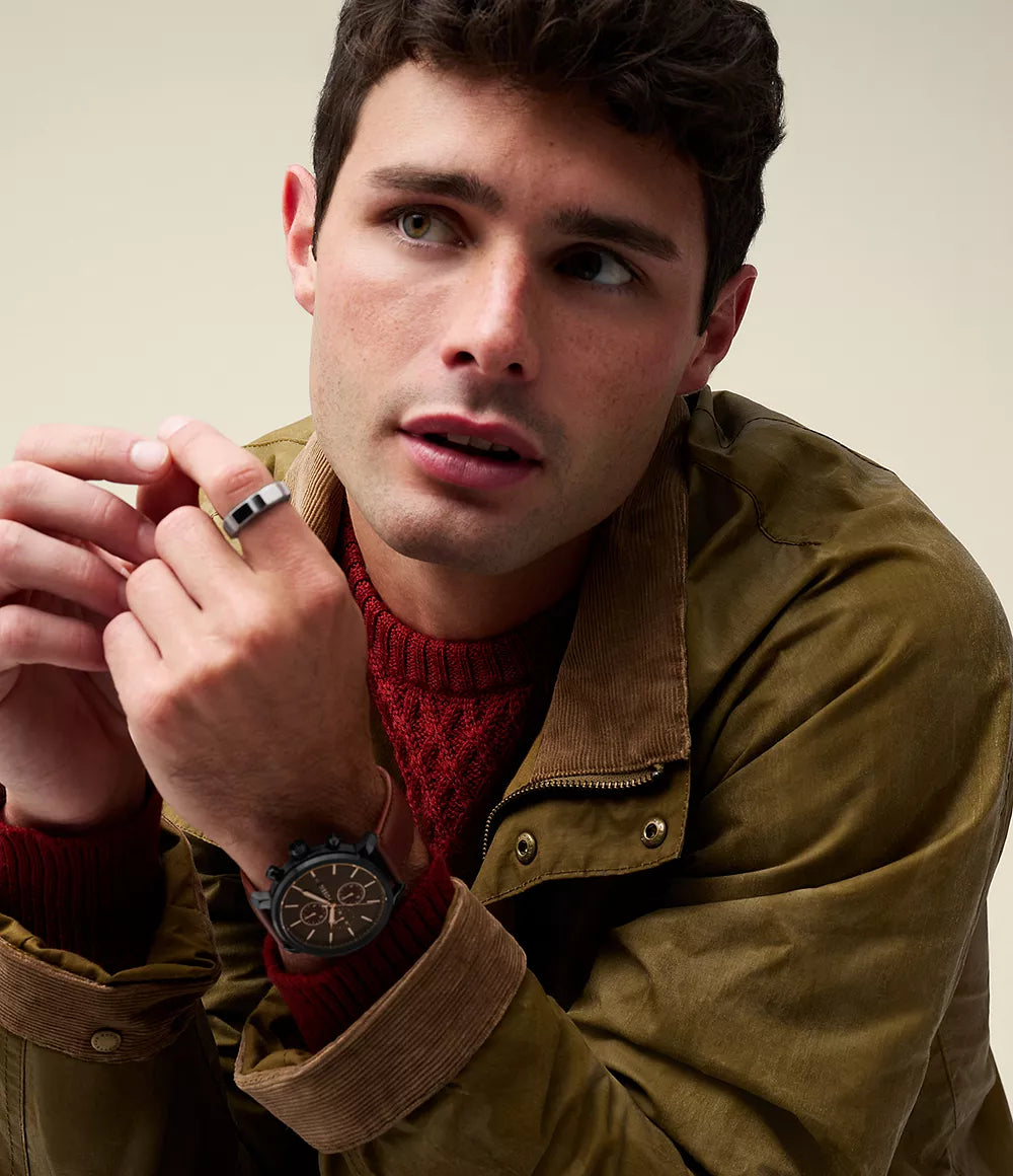 DE Reloj Fossil Rhett Hombre Correa Cuero Marrón - Vista trasera