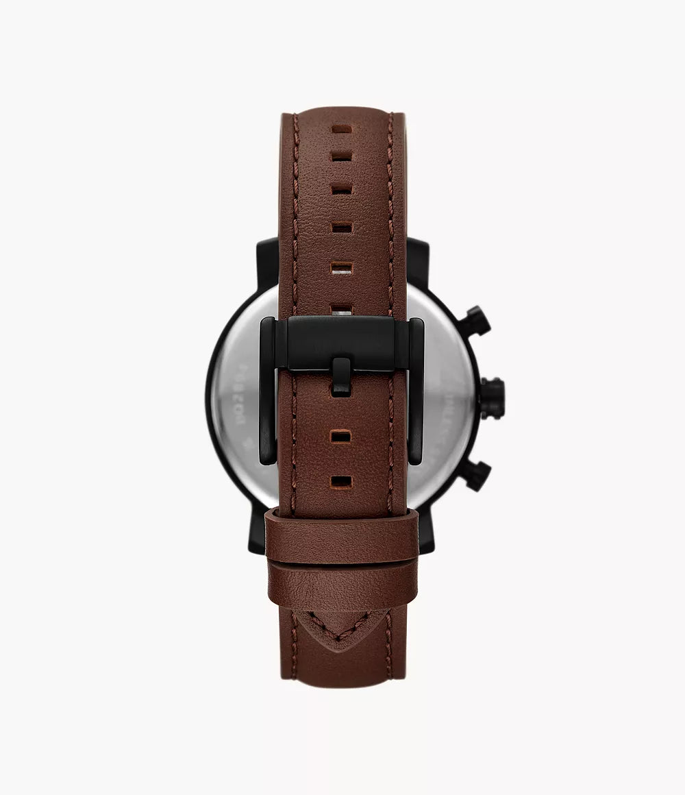 DE Reloj Fossil Rhett Hombre Correa Cuero Marrón - Detalle de esfera
