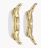 SET-Y Set de Relojes Fossil Privateer Pareja Pulsera Metal Dorado - Detalle de esfera