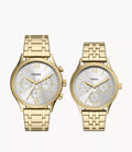 SET-Y Set de Relojes Fossil Privateer Pareja Pulsera Metal Dorado - Reloj original en Guatemala