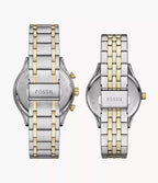 Reloj Fossil Fenmore Set Pareja Acero Bicolor Azul Marino - Vista lateral