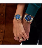 Reloj Fossil Fenmore Set Pareja Acero Bicolor Azul Marino - Vista trasera