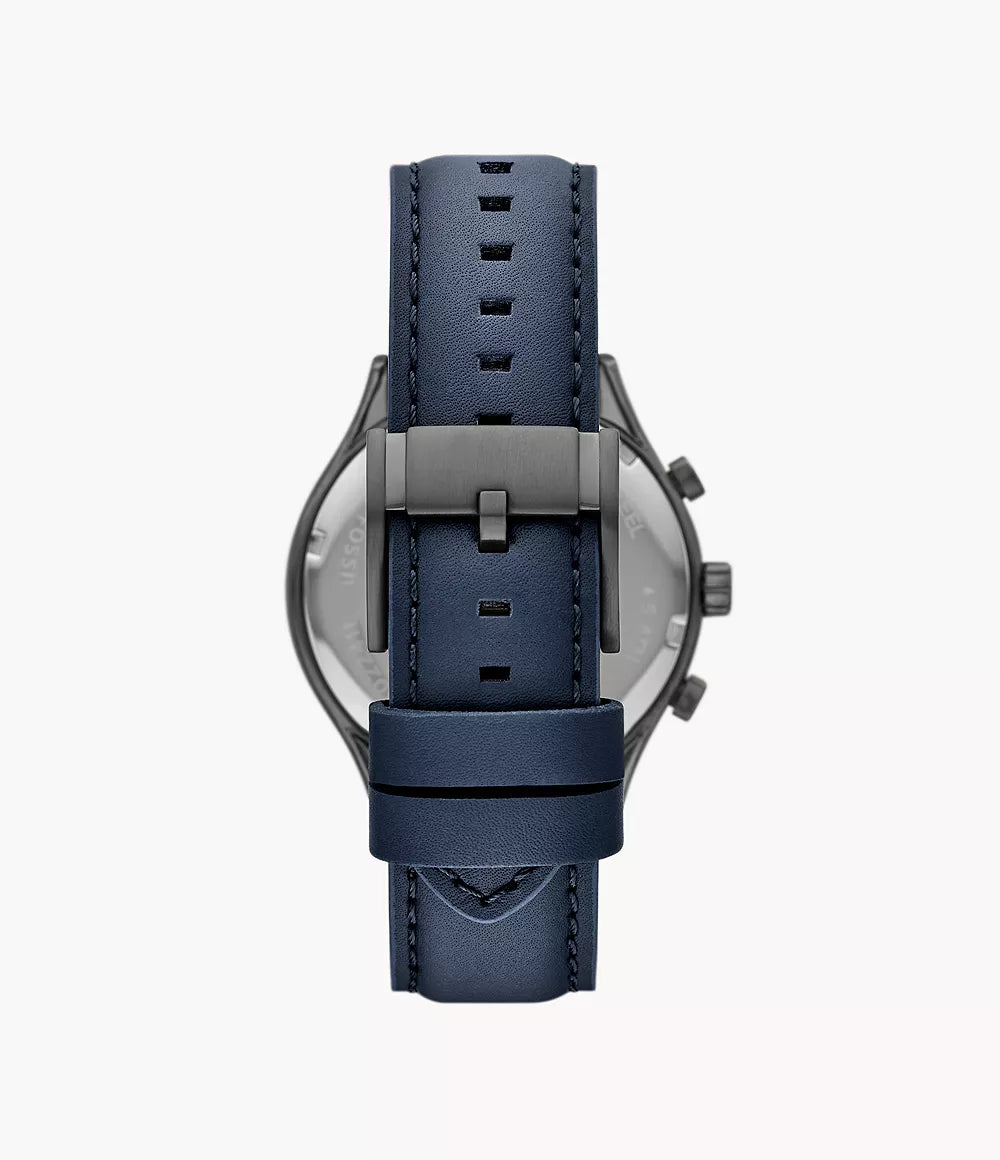 DE Reloj Fossil Fenmore Hombre Correa Cuero Azul - Detalle de esfera