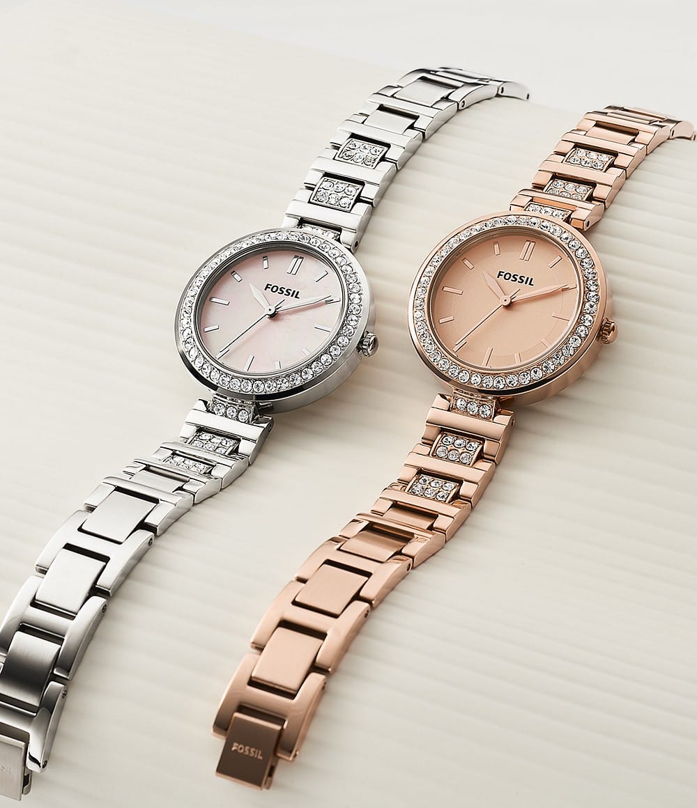 Reloj Fossil Karli Mujer Acero Tono Oro Rosado - Detalle de esfera