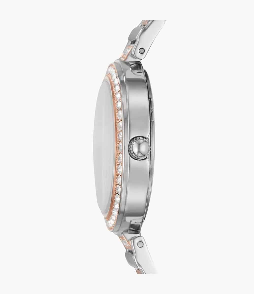 Reloj Fossil Karli Mujer Acero Rose Gold Cristales - Detalle de esfera
