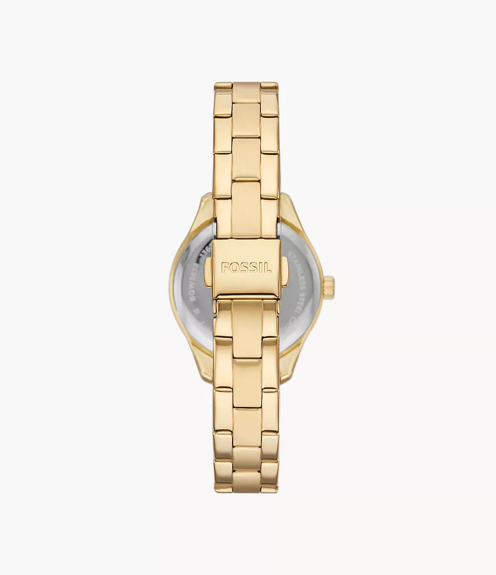 RYE-DE Reloj Fossil Rye Mujer Acero Dorado - Detalle de esfera