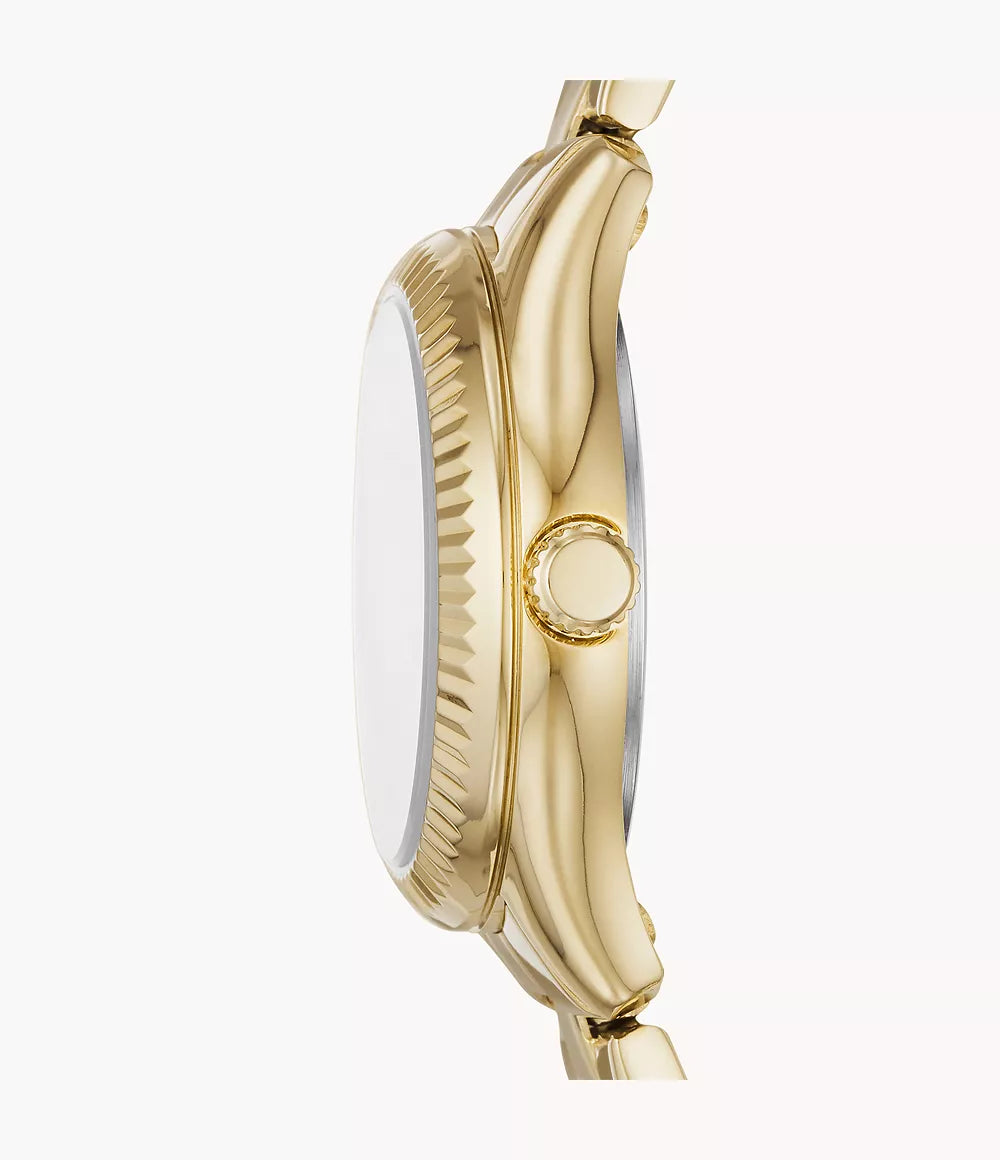 RYE-DE Reloj Fossil Rye Mujer Acero Dorado - Vista lateral