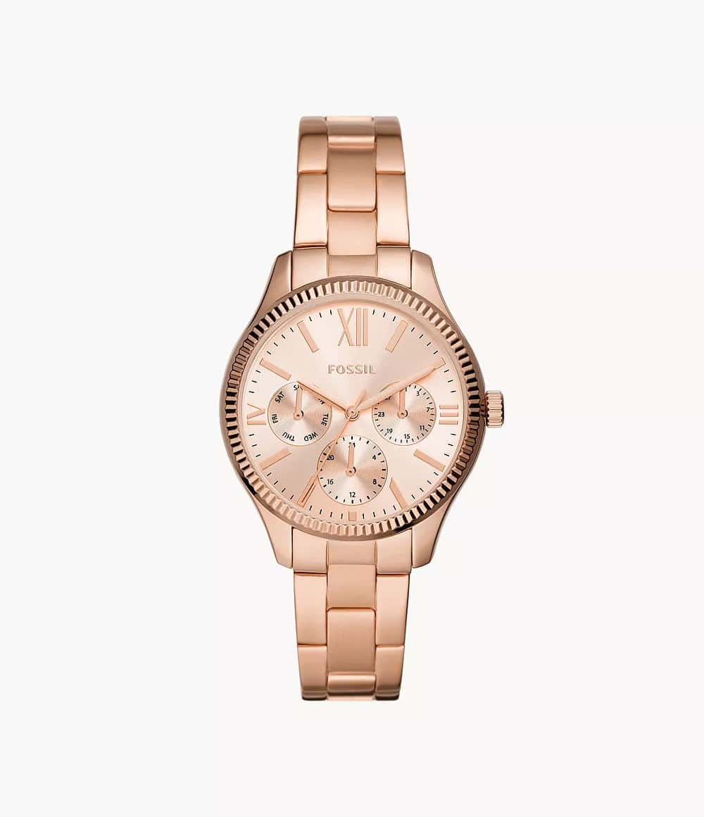 RYE Reloj Fossil Rye Mujer Acero Inoxidable Oro Rosa - Reloj original en Guatemala