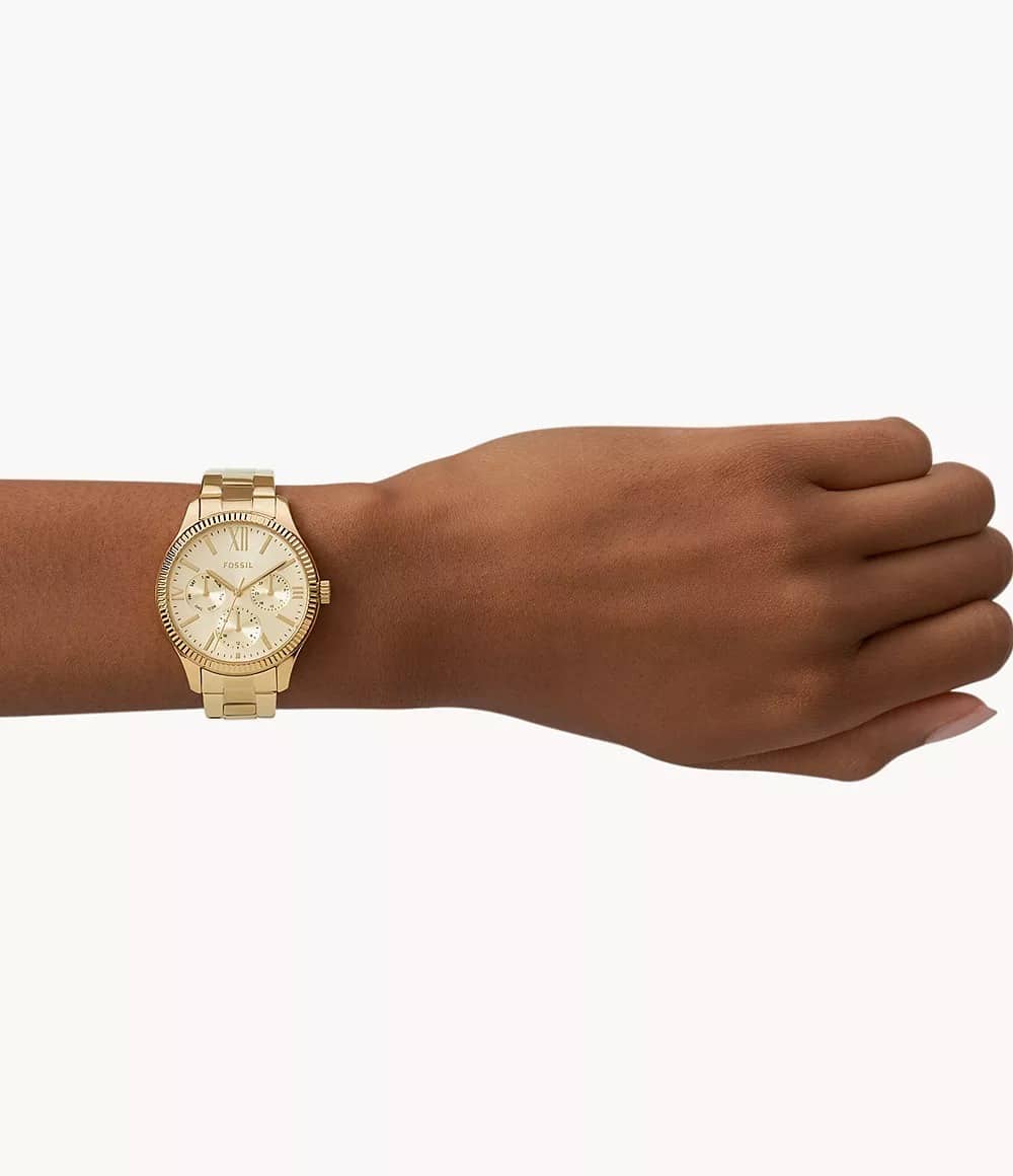 RYE Reloj Fossil Rye Mujer Acero Inoxidable Dorado - Vista lateral