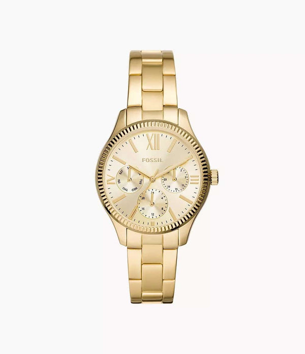 RYE Reloj Fossil Rye Mujer Acero Inoxidable Dorado - Reloj original en Guatemala