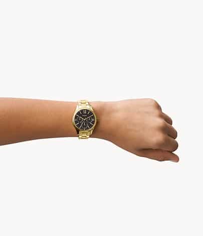 RYE Reloj Fossil Rye Mujer Dorado Esfera Negra - Vista lateral