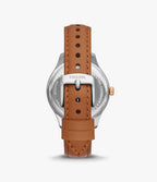 Reloj Fossil Rye Mujer Cuero Marrón Azul Marino - Detalle de esfera