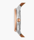 Reloj Fossil Rye Mujer Cuero Marrón Azul Marino - Vista trasera