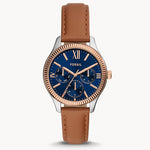 BQ3765 Reloj Fossil Rye Mujer Cuero Marrón Azul Marino